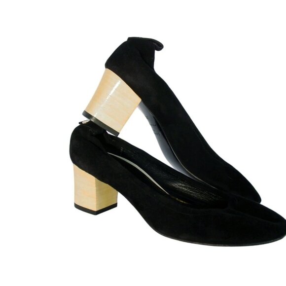LANVIN $570 Suede Ballerina Talon Suede Cube Heel Pumps 38.5/7.5 - Picture 4 of 8